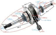 Kľukový hriadeľ PRE SKÚTER 50 CC 4T (22 ZUBOV NA PUMP