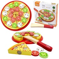 Drevená pizza na krájanie s doplnkami Viga Toys