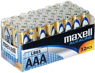 32x MAXELL alkalické batérie AAA LR3 R3