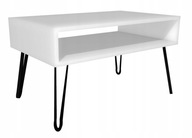 Biely podkrovný konferenčný stolík, čierne nohy, 80x45
