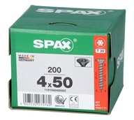 Čierne skrutky SPAX 4x50 T20 plný závit 200 ks