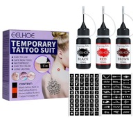 EELHOE Temporary Tattoo 3x10ml – Tattoo Set 3 Farby + šablóny