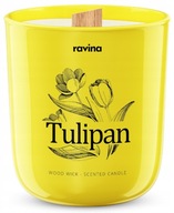 TULIPÁN - sójová vonná sviečka v skle, drevený knôt