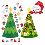 Kreatívny plstený vianočný stromček FILC hračka pre deti s ozdobami + LED svetielka