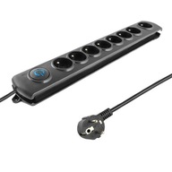 Qoltec Anti-surge power strip / 8 zásuviek / 1,8 m / Black