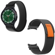 Nylonový suchý zips čierny oranžový remienok pre Samsung Galaxy Watch 6 / 6 Classic / 5