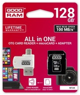 128GB CL10 microSDHC karta + adaptér + čítačka