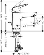 Hansgrohe Logis - Netopier. Umývadlo B/k