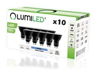 10x LED žiarovka GU10 6W 6500K 120° ČIERNA LUMILED