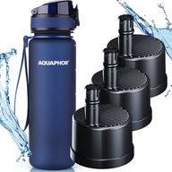 AQUAPHOR SET FĽAŠA NA VODU FILTRA, NÁMORNÍCKA MODRÁ 0,5L +3x MESTSKÝ FILTER