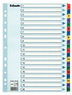 Esselte Mylar farebné číselné deliče A4/1-20