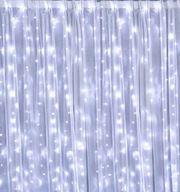 SVETELNÁ ZÁPONA 300 LED Garland lampy 3x3 m USB káble biele STUDENÉ