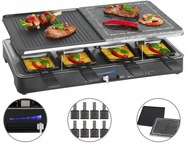 2v1 ELEKTRICKÝ STOLNÝ GRIL RACLETTE TOADER PRE 8 OSÔB FRY FRY 1400W