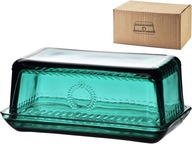 Elegantná SKLENENÁ nádoba na maslo s vrchnákom BUTTER DISH - Zelená