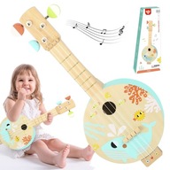 BANJO UKULELE DREVENÁ GUITARA HUDOBNÝ NÁSTROJ STRUNY TOOKY TOY