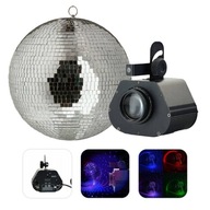 Disco zrkadlová guľa 30cm+ Pinspot LED RGBW 30W DMX reflektor