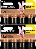 Základné alkalické batérie Duracell AA / LR6 8 ks x2