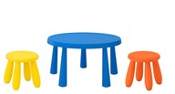 Stôl IKEA MAMMUT Blue + 2 detské taburetky