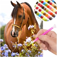 OBRÁZOK pre Diamantovú vyšívaciu mozaiku HORSE Diamond Painting FLOWERS STICKBOOK