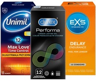 VEĽKÝ MIX KONDOMOV, KTORÉ PREDLŽUJÚ SEX 36 KUSOV DUREX PERFORMA UNIMIL EXS