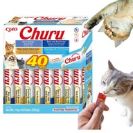 INABA CAT CHURU ODRODY TUNIAKA MORSKÉ PLODY Mačacie pochúťky MEGA BOX 40x14g