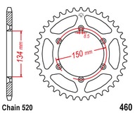 Zadné ozubené koleso Kawasaki KXF KX 125 250 450 F