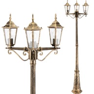 Záhradná lampa 3xE27 LANTERN VYSOKÝ STĹP Patina