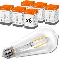 BALENIE 6x TEPLÁ LED ŽIAROVKA E27 8W=60W FILAMENT