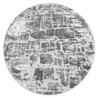 Koberec DO OBÝVAČKY Dlažobné kocky tehlové DVOJROVNOVÉ, sivý, kruh 120 cm