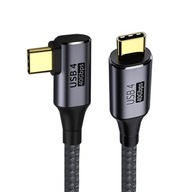 Pletený KÁBEL USB4 40 GBPS TYP-C až TYP-C UHEL 90 STUPŇOV ČIERNA 1 METER