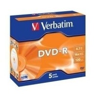 Disky VERBATIM DVD-R 4,7 GB 16x puzdro na šperky 5 ks