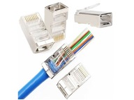 RJ45 zástrčka cat6 drôt prechádza cez sito 100 kusov