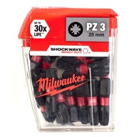 Bity Milwaukee Shockwave Pozidriv PZ3x25mm 25 ks.