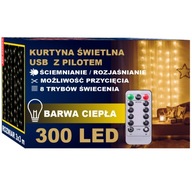 LED SVETELNÁ ZÁPONA 300 USB ZÁSADNÝCH LAMPIEL 3x3M PRE VNÚTORNÉ A VONKAJŠIE