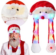 Žiarivá čiapka SANTA MOVING LED Moustache Kigurumi Santa Claus Outfit