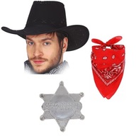 Kovbojský set KOVBOJSKÝ klobúk Bandana Bandana Odznak Star SHERIFF