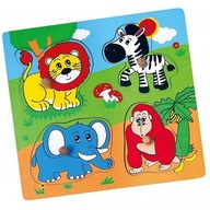 Drevené puzzle zvieratká ZOO s prekvapením Puzzle Viga Toys