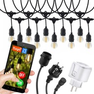 SMART GARDEN GARLAND 15m diaľkovo ovládané 15x E27 LED TUYA ŽIAROVKY WiFi