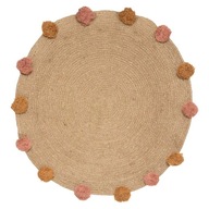Detský jutový koberec s brmbolcami BOHO pr.78 cm