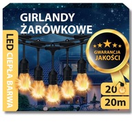 Záhradná girlanda s LED svetlami 20M 20X LED žiarovky E27 NA BALKÓN