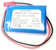 BATÉRIA Li-Poly 600mAh 7,4V JST-2 10X30X44mm