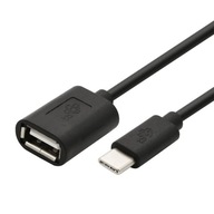 OTG kábel USB AF - USB C 15cm čierny