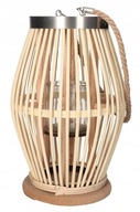 Ratanový lampáš so sklom - béžový, 30 cm, lampáš na terasu