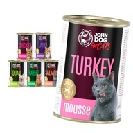 John Dog for Cats Mousse Mix príchutí 6 x 400 g Bezobilné mokré krmivo pre mačky