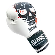 Allright tréningové sparing boxerské rukavice 12oz biele s lebkou