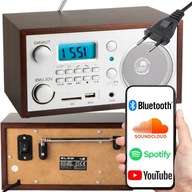 KUCHYNSKÉ RÁDIO PRENOSNÉ BLUETOOTH RETRO LCD HODINY BUDÍK FM ANTÉNA USB SD