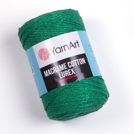 Macrame Lurex Yarn Art zelená šnúrka s niťou 728