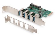 USB 3.0 radič DIGITUS PCIe, 4x USB 3.0