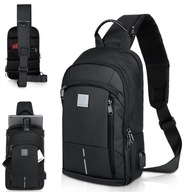 Pánsky crossbody batoh cez rameno do práce čierny USB port