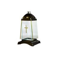 Sklenená sviečka, svätyňa, zlatý lampáš, 31 cm